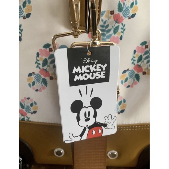 Bioworld Disney Mickey Mouse Rolling Duffle Bag 20" Carry On Travel Floral NWT - Picture 13 of 16